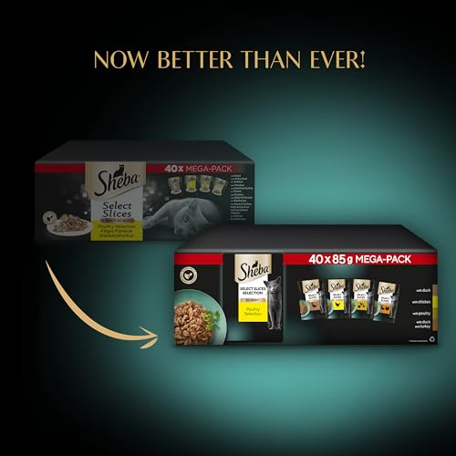 Sheba Select Slices Cat Wet Food - Poultry Selection in Gravy - 40x85g (Pack of 1)
