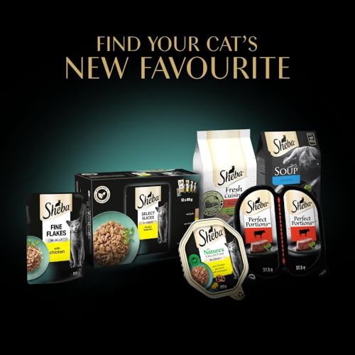 Sheba Fine Flakes in Jelly – Fish Collection – Wet cat food pouches for adult cats – 40x85g pack