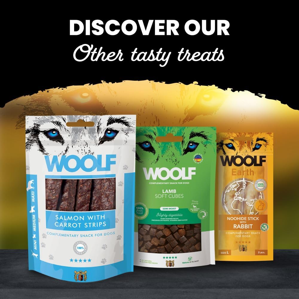 WOOLF Soft Duck Fillet Dog Treats - Complementary Snacks for Dogs. All-Natural Ingredients, High Meat Content, Nutritional, Free from Artificial Additives. Suitable for Dogs (100g)