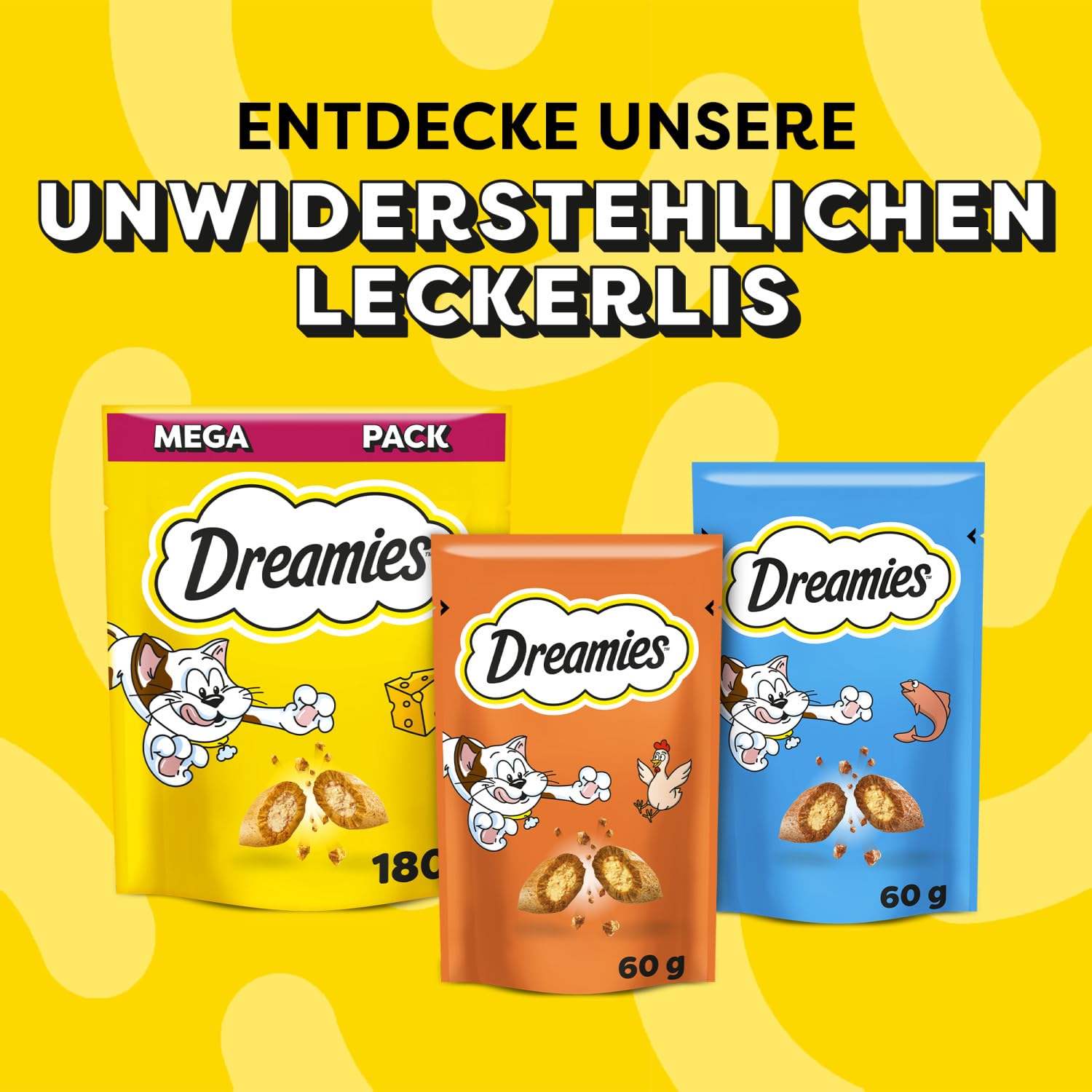 DREAMIES - Cat Treats - 12 x 60g - Multipack Biscuits - Variety Snack Box - 12 Pouches