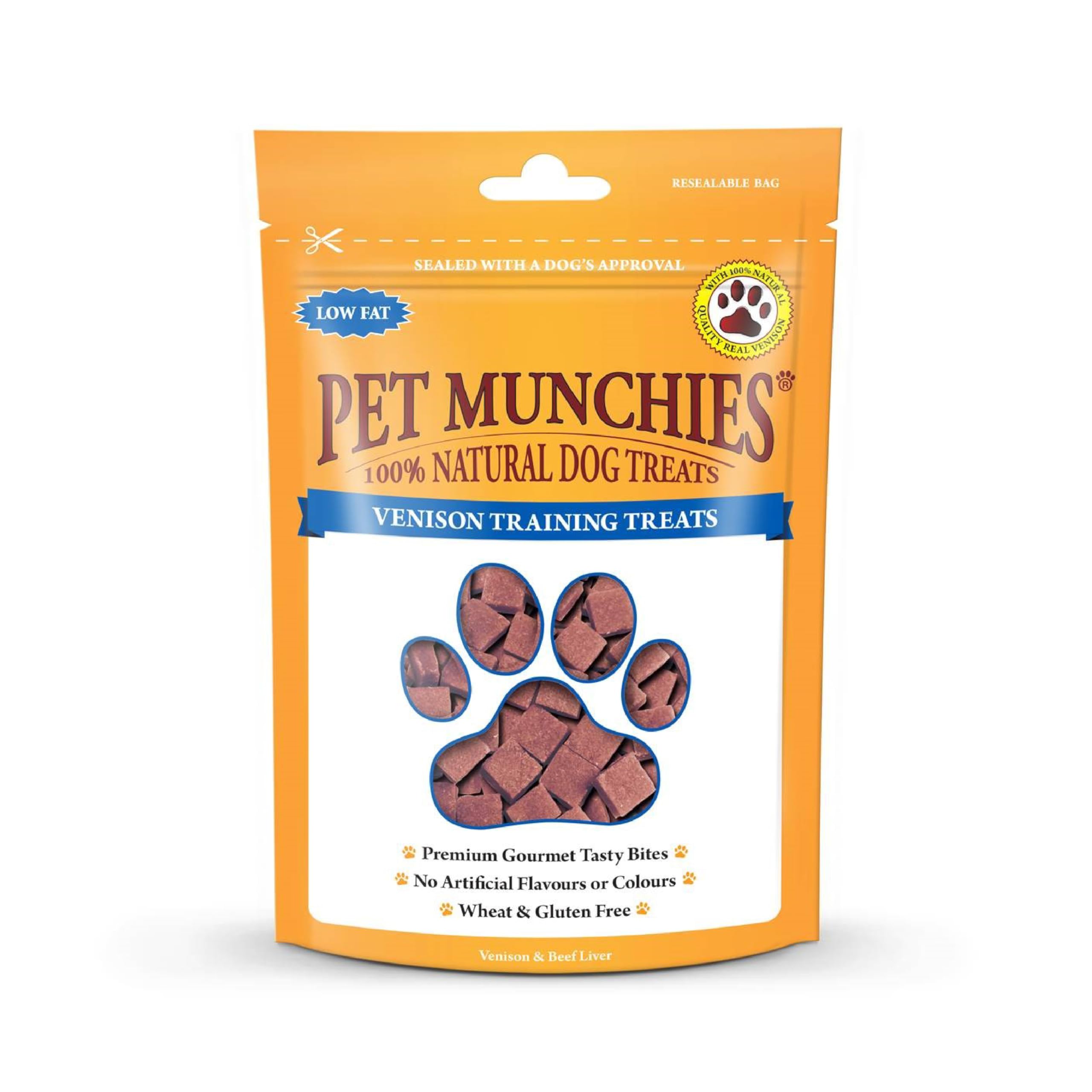 Pet Munchies Venison & Beef Liver Dog Training Treats, Grain Free Tasty Bites with Natural Real Meat, Low in Fat 50g