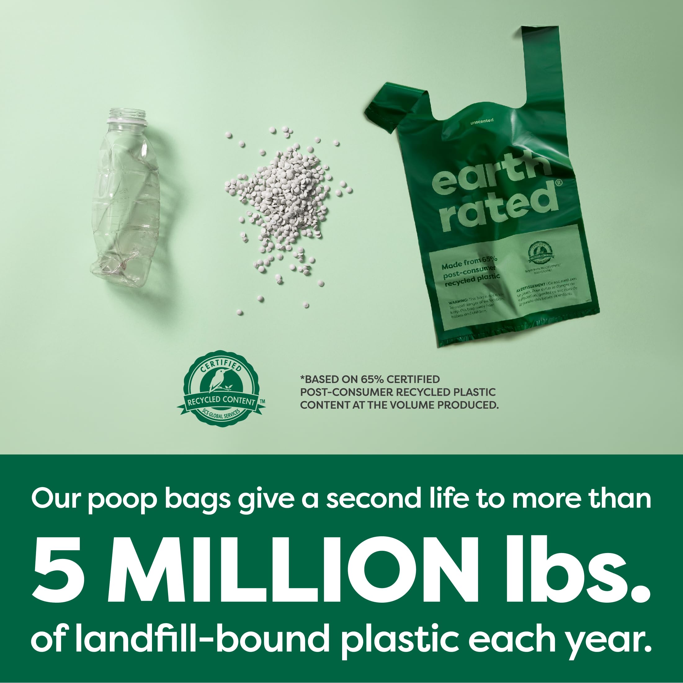 Earth Rated Dog Poo Bags with Handles, Easy Tie and Guaranteed Leakproof, Lavender Scented, 120 Handle Bags