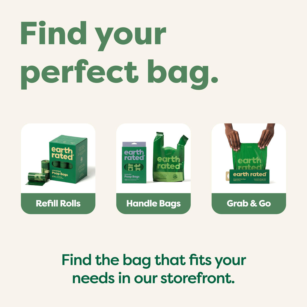 Earth Rated Dog Poo Bags with Handles, Easy Tie and Guaranteed Leakproof, Lavender Scented, 120 Handle Bags
