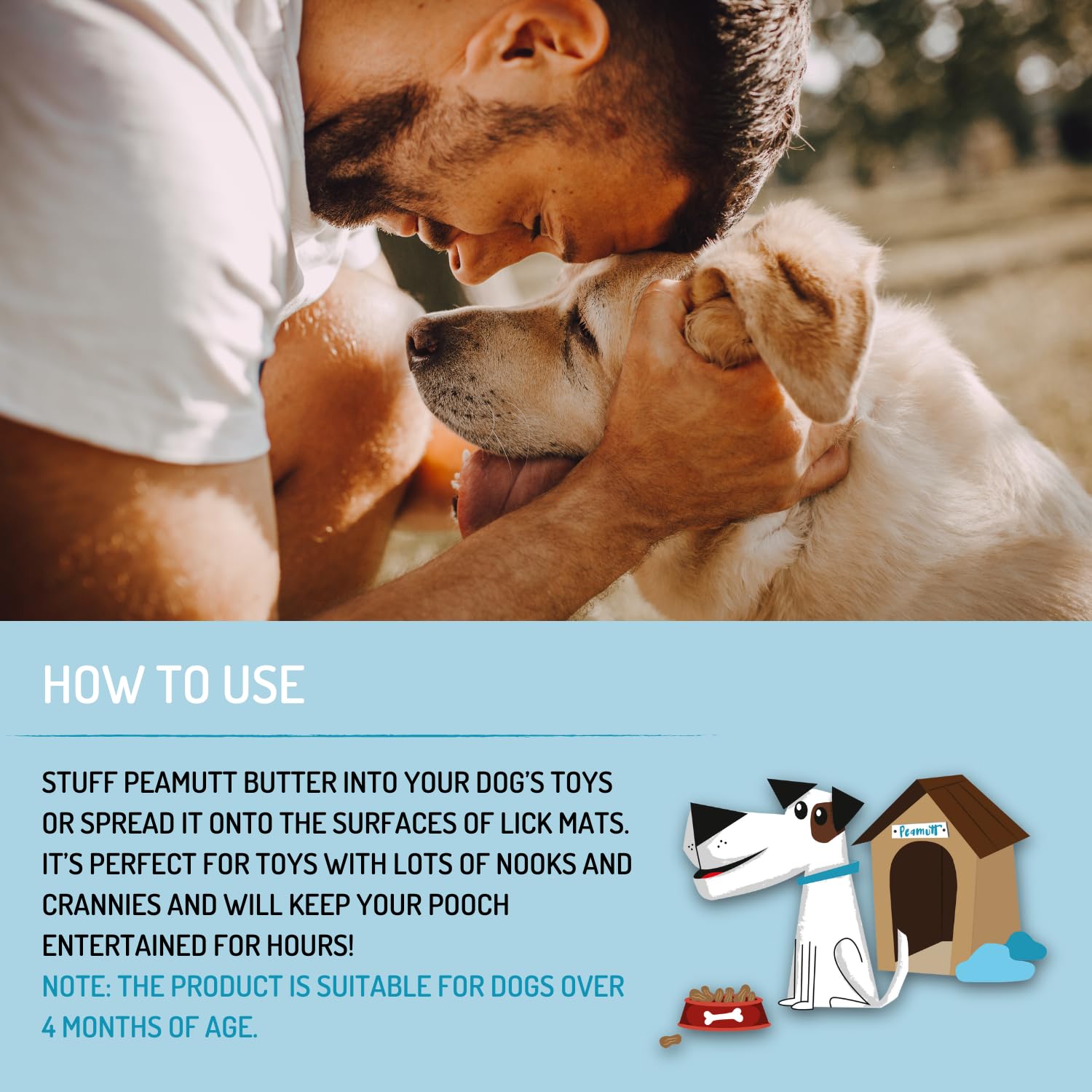 Peamutt Dog Peanut Butter | Peanut Butter Dog Treat | Formulated for Dogs | No Added Sugar and Salt | No Sweeteners | Dog Friendly Texture | Perfect Dog Treat | Pack of 1x340g