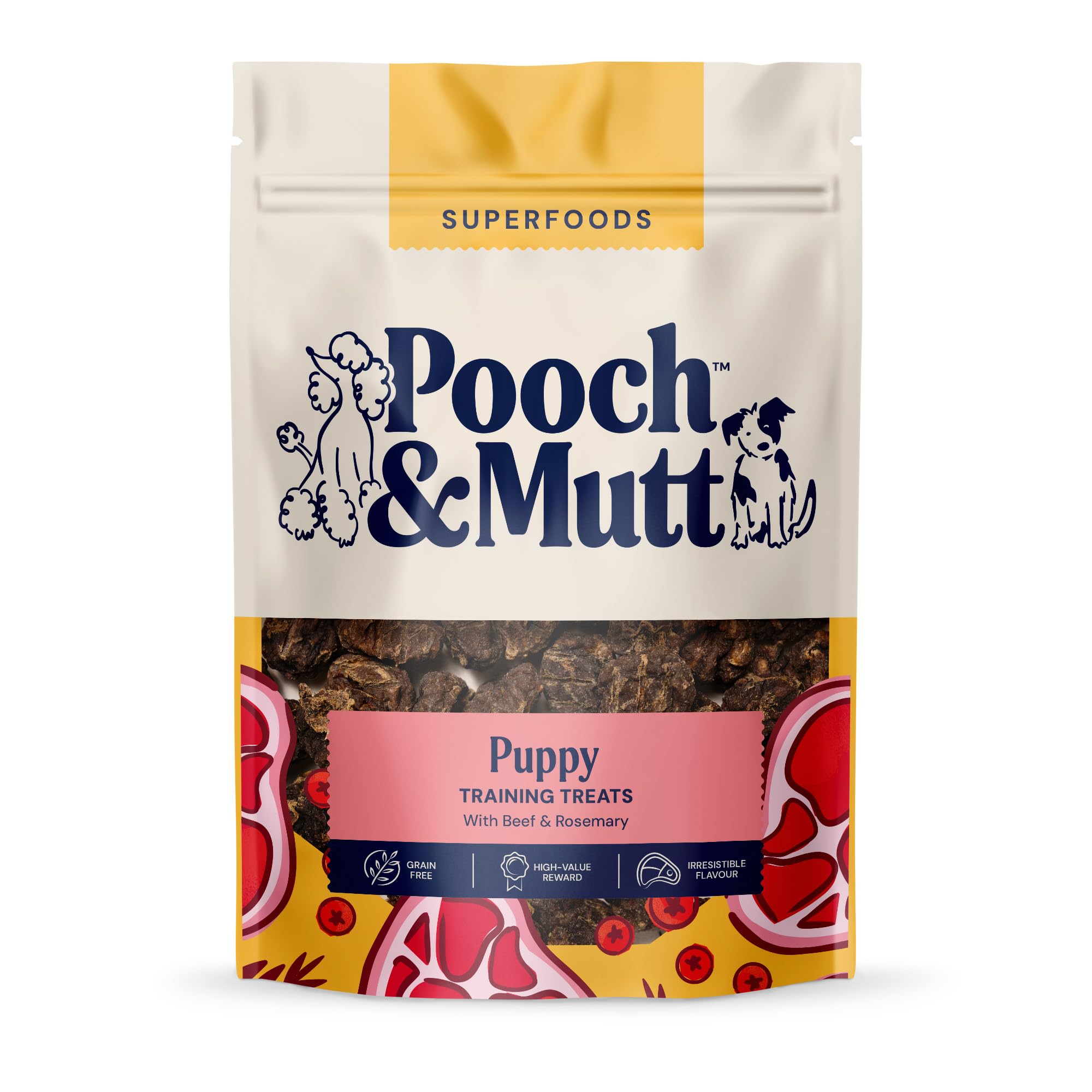 Pooch & Mutt - Puppy Jerky Training Treats, Grain Free Dog Treat Suitable for All Ages, Beef Jerky for Dog Training, Pack of 1x80g (packaging may vary)