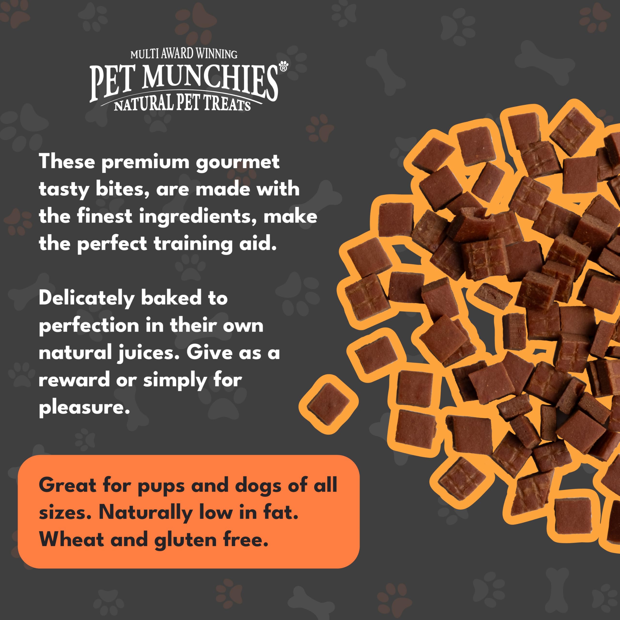 Pet Munchies Venison & Beef Liver Dog Training Treats, Grain Free Tasty Bites with Natural Real Meat, Low in Fat 50g