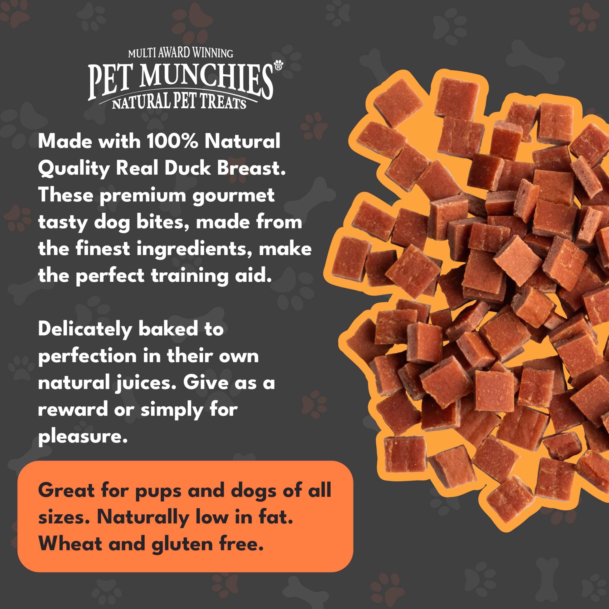 Pet Munchies Duck Dog Training Treats, Grain Free Tasty Bites with Natural Real Meat, Low in Fat 50g