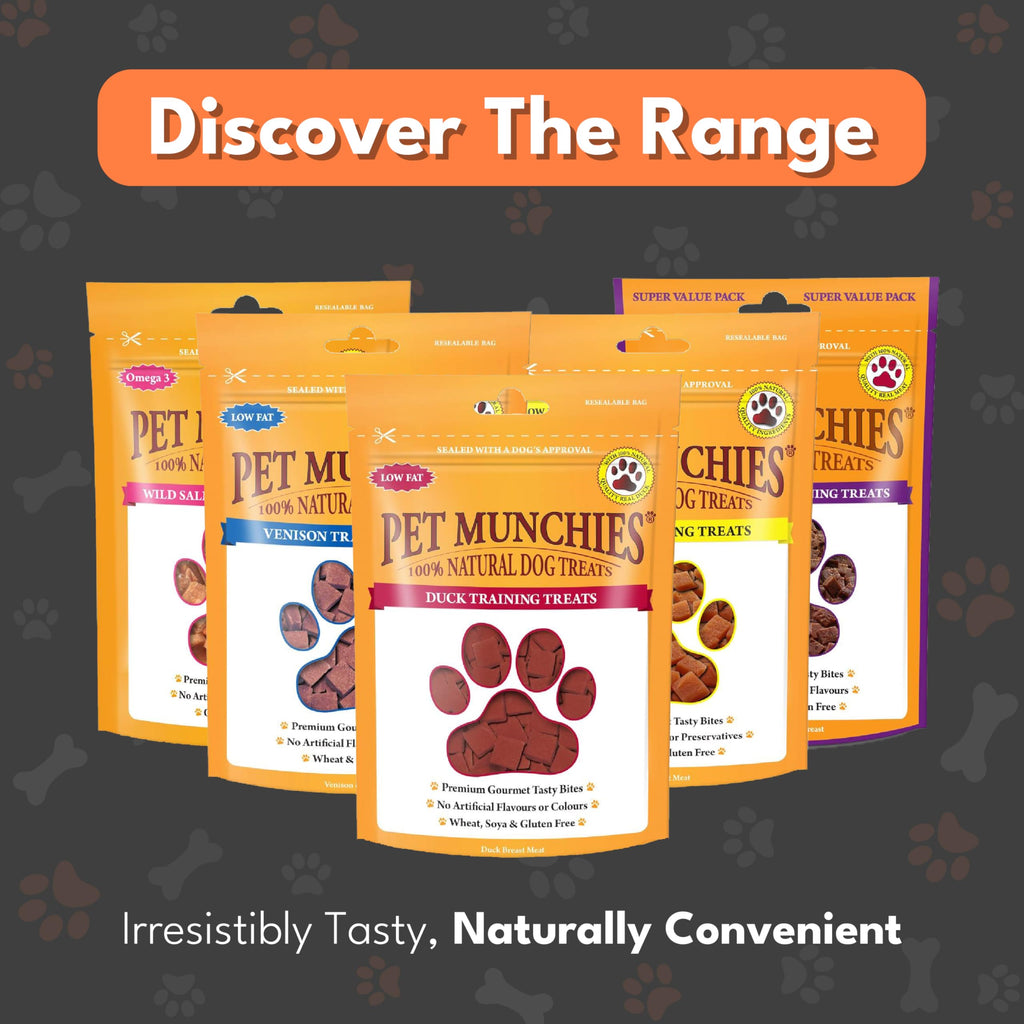 Pet Munchies Duck Dog Training Treats, Grain Free Tasty Bites with Natural Real Meat, Low in Fat 50g