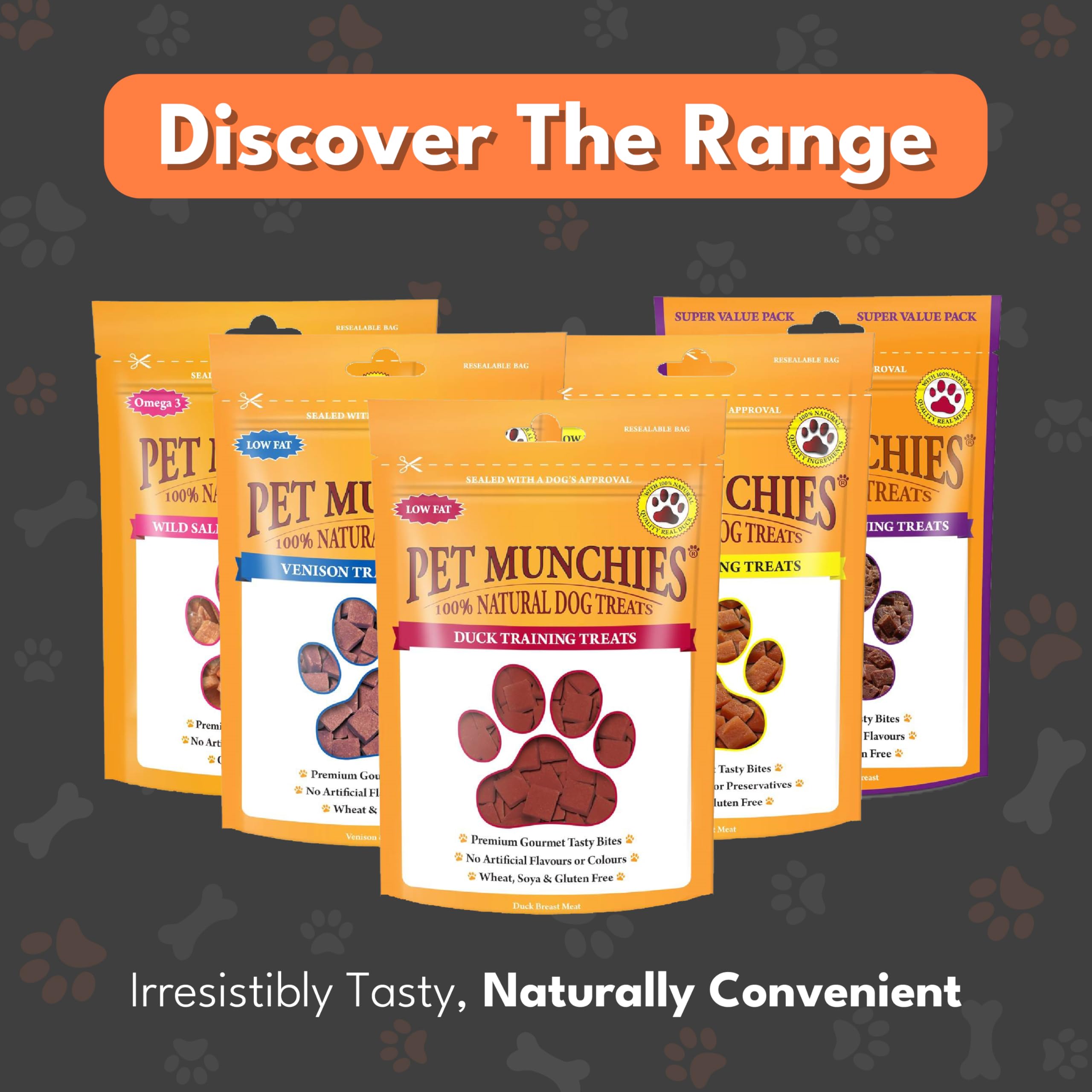 Pet Munchies Duck Dog Training Treats, Grain Free Tasty Bites with Natural Real Meat, Low in Fat 50g